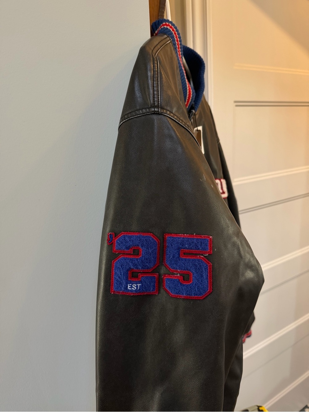 ZARA x NFL New York Giants Faux Leather Bomber Jacket - NWT / XL - Picture 7 of 10
